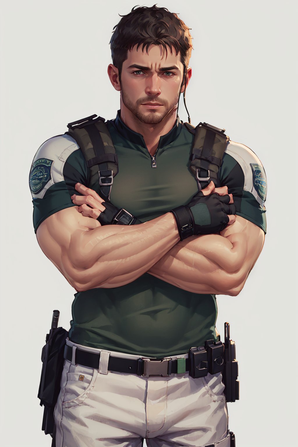 00057-2473841974-(masterpiece, best quality_1.2), , cowboy shot, solo, male focus, 1boy, chris redfield, muscular male, looking at viewer, crosse.jpg